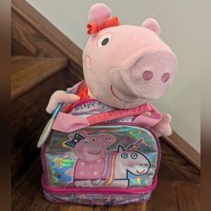 PEPPA PIG Bundle. Singing Talking Peppa Plush & Heys Lunch Bag